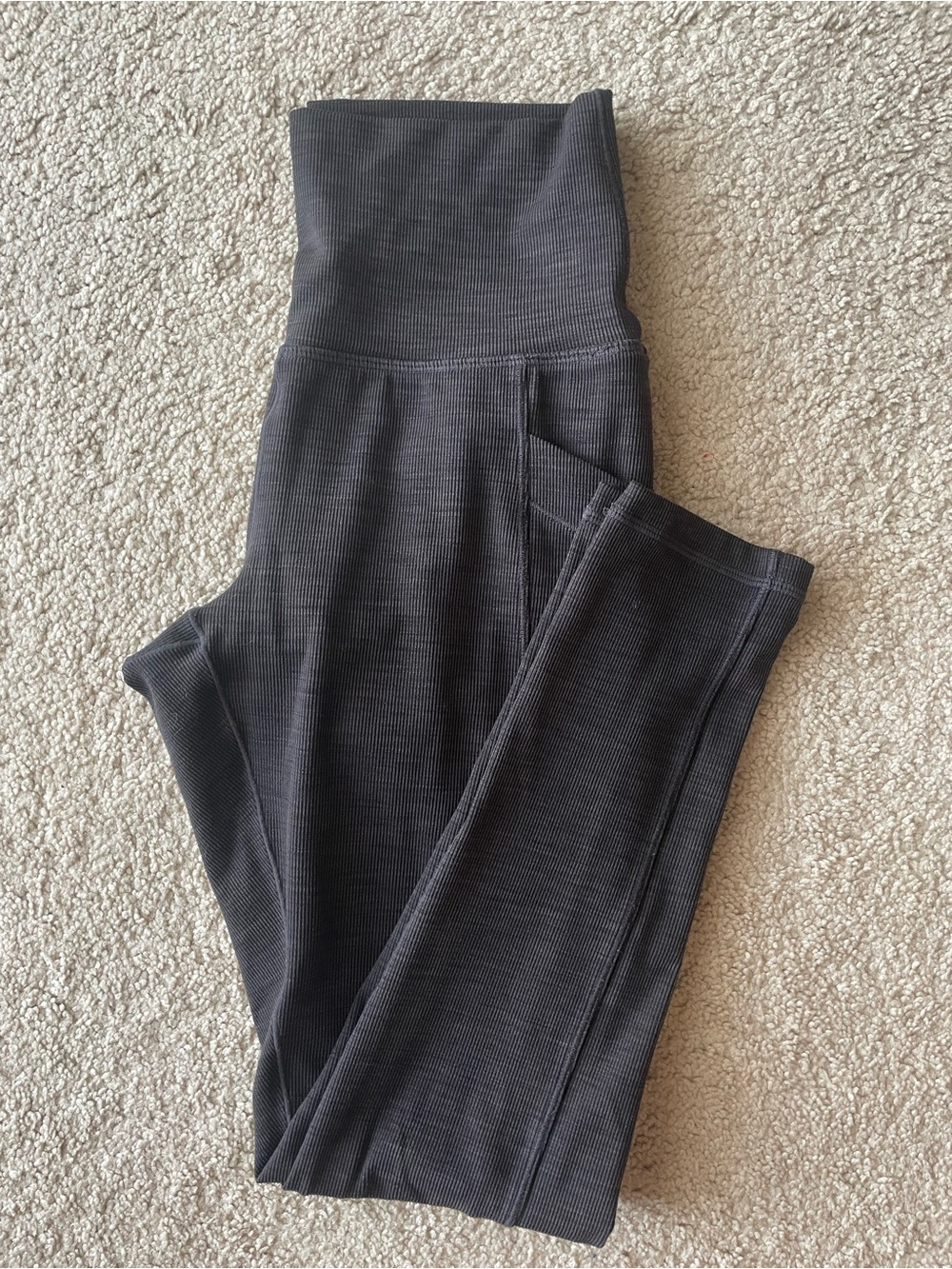 Prana Women High-Waist Ribbed Grey Leggings Size Small Outdoors Athleisure Yoga
